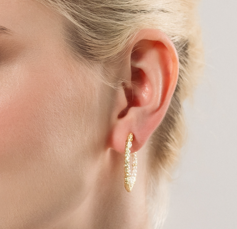 Crater Pearl Hoops – Large