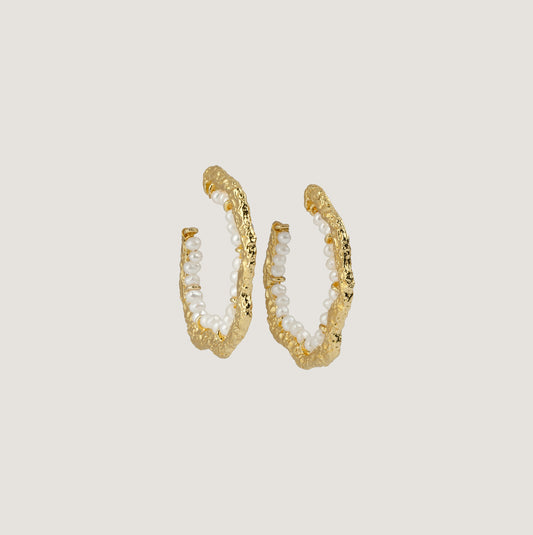 Crater Pearl Hoops – Large
