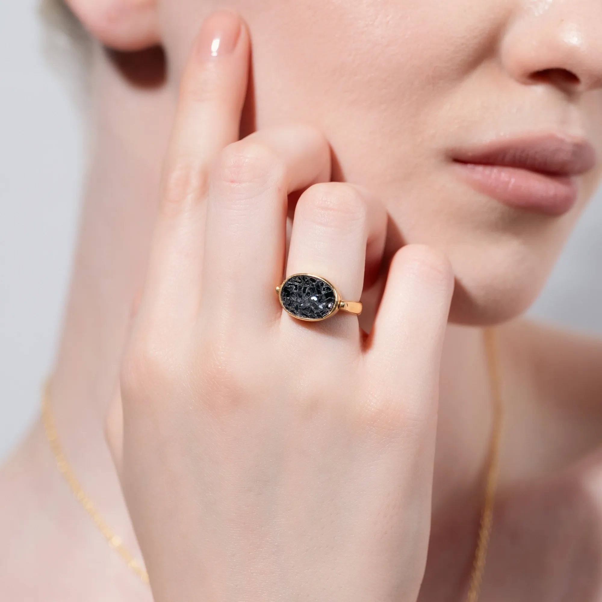 Obsidian Oval Ring