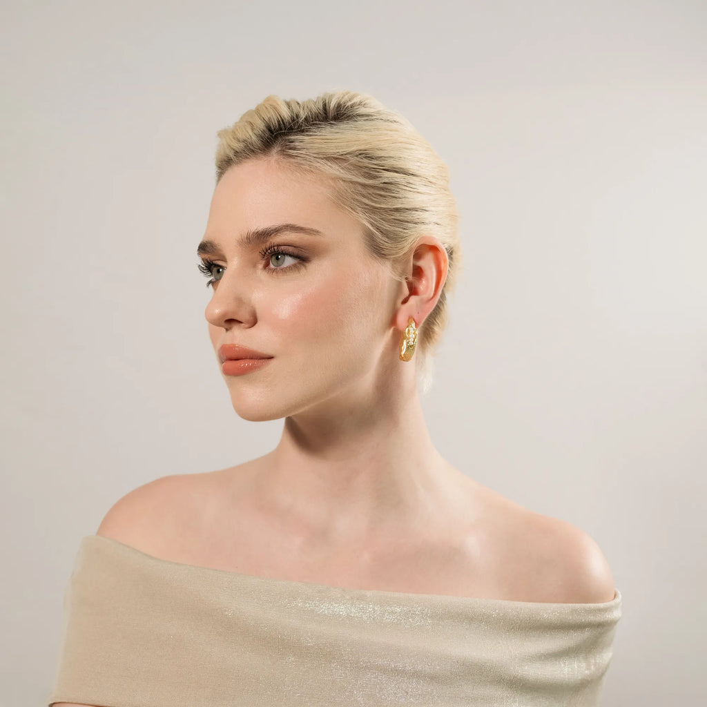 Crater Pearl Hoops – Small