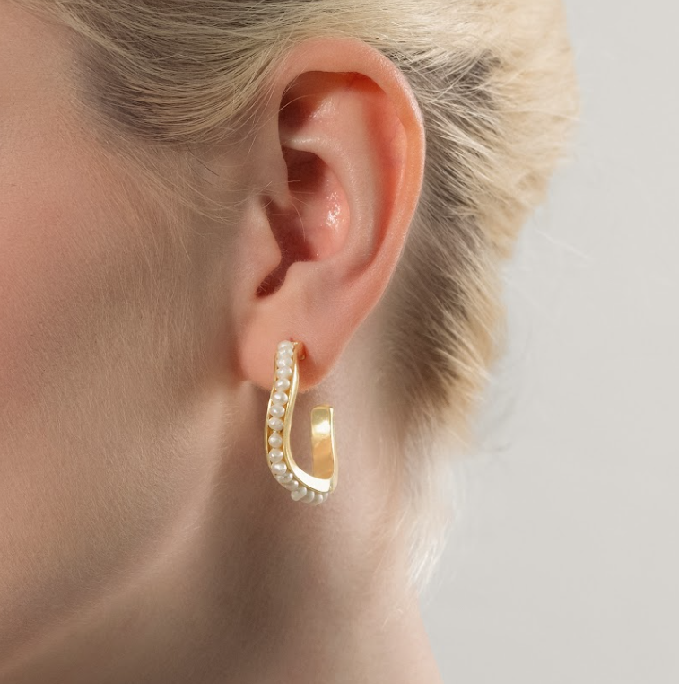 Trace Pearl Hoops